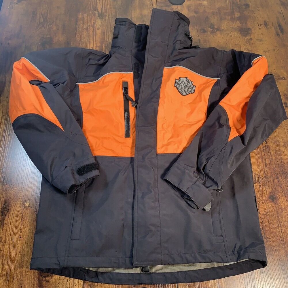 Mens Harley Davidson Gore-Tex Jacket Zip W/Hood Water Resistant Nylon Med (READ)